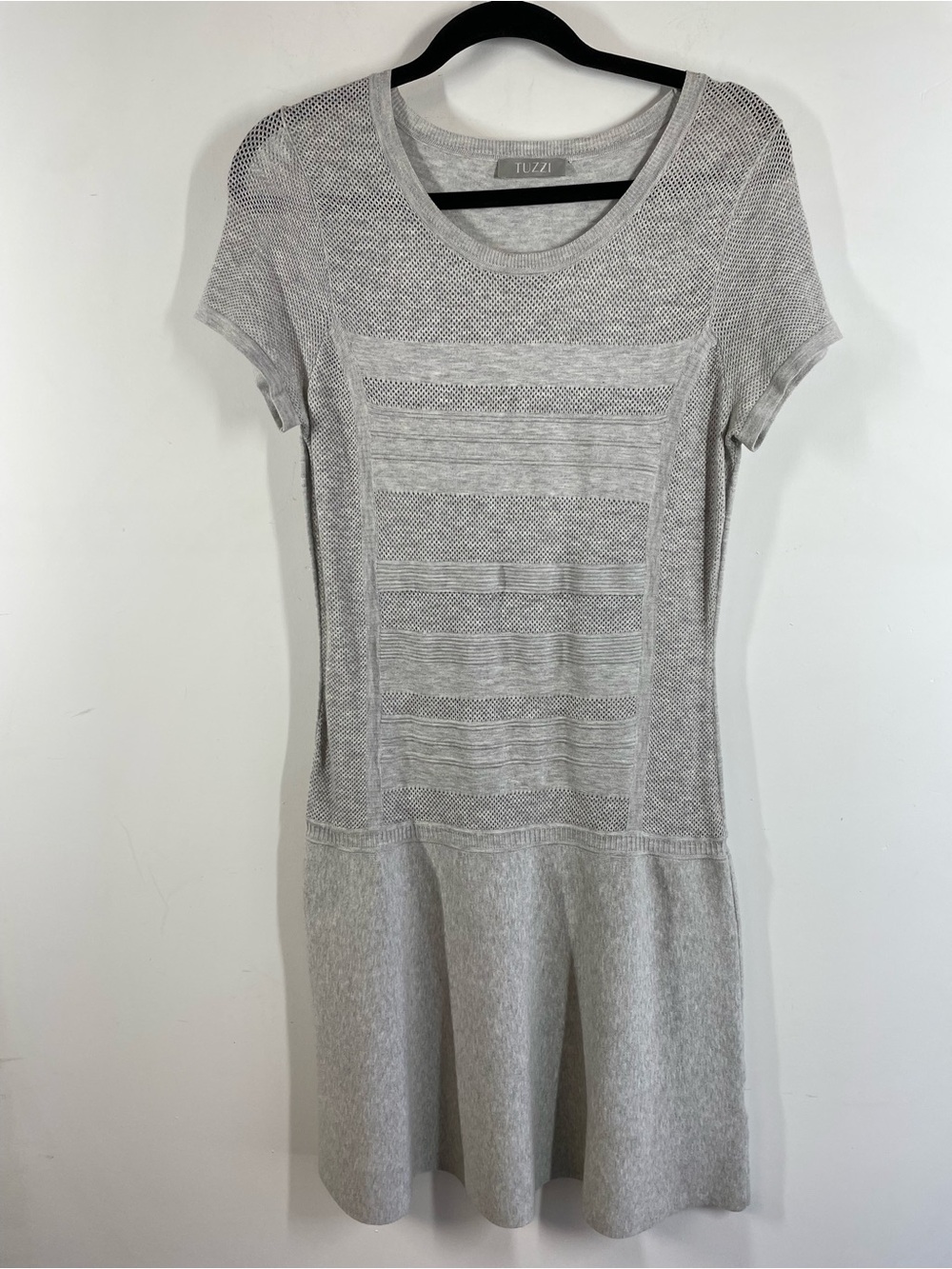 Tuzzi Greyy Mesh Knit Mini Dress Size 10 European Minimalist Lagenlook Chic
